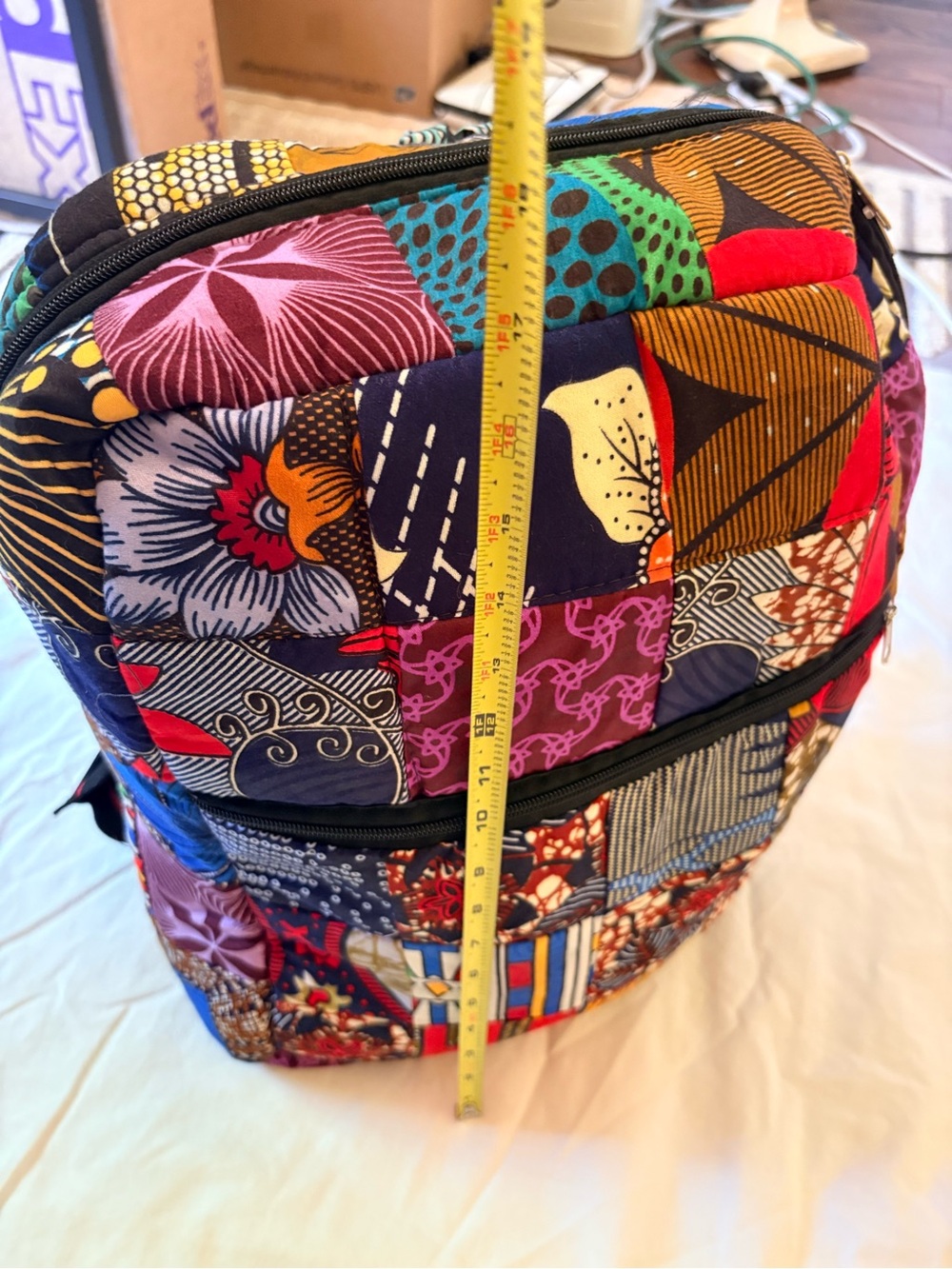 Patchwork Quilted Multi-Color Women’s Backpack - Picture 2 of 7